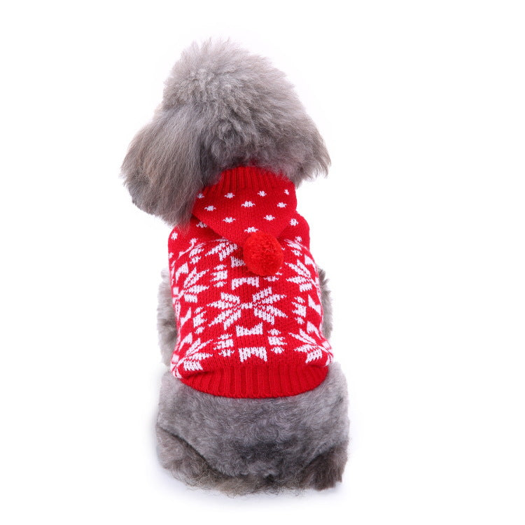 Cross-border pet dog clothes autumn cold-proof Christmas snowflake dog sweater winter warm Christmas sweater