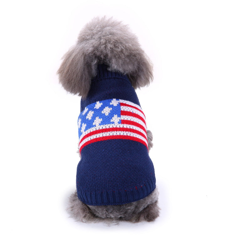 Cross-border pet dog clothes autumn cold-proof Christmas snowflake dog sweater winter warm Christmas sweater