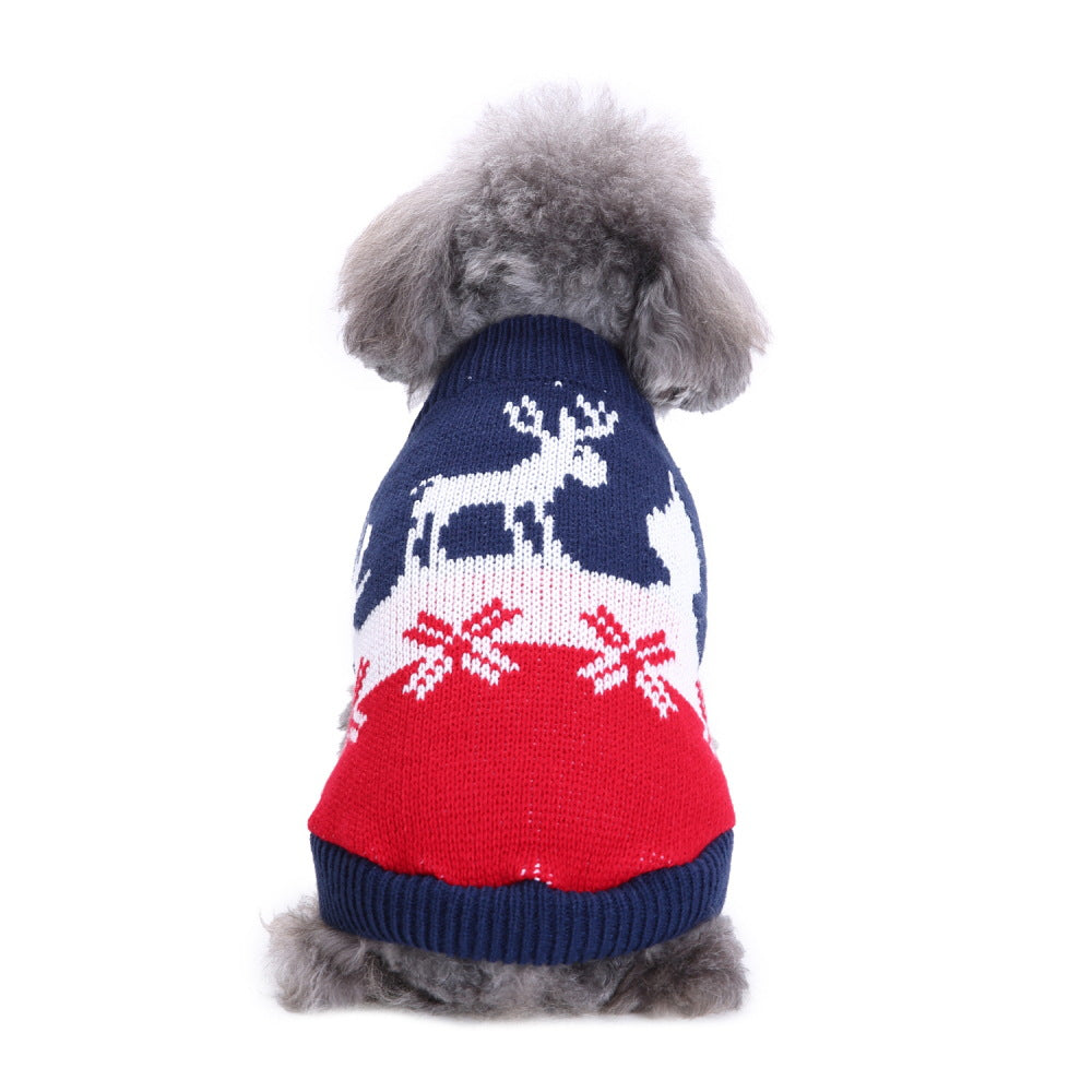 Cross-border pet dog clothes autumn cold-proof Christmas snowflake dog sweater winter warm Christmas sweater