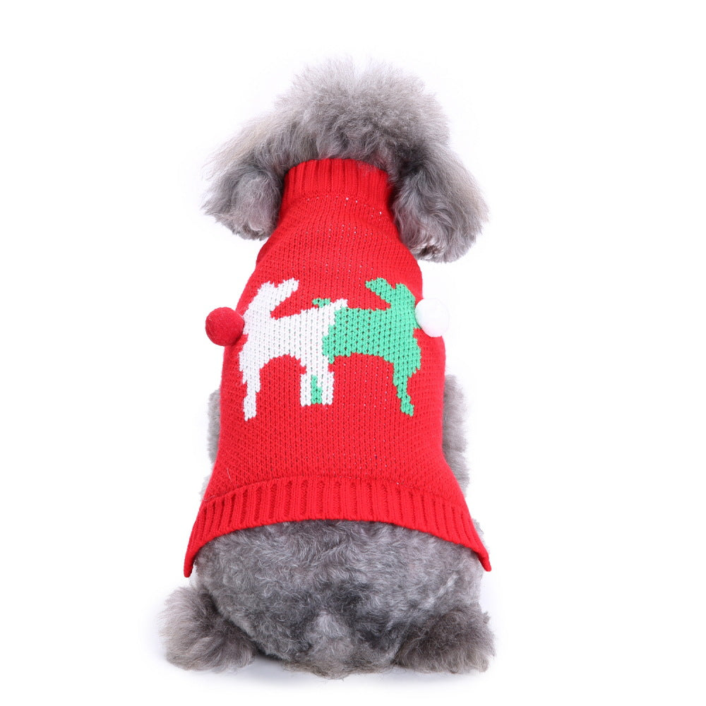 Cross-border pet dog clothes autumn cold-proof Christmas snowflake dog sweater winter warm Christmas sweater