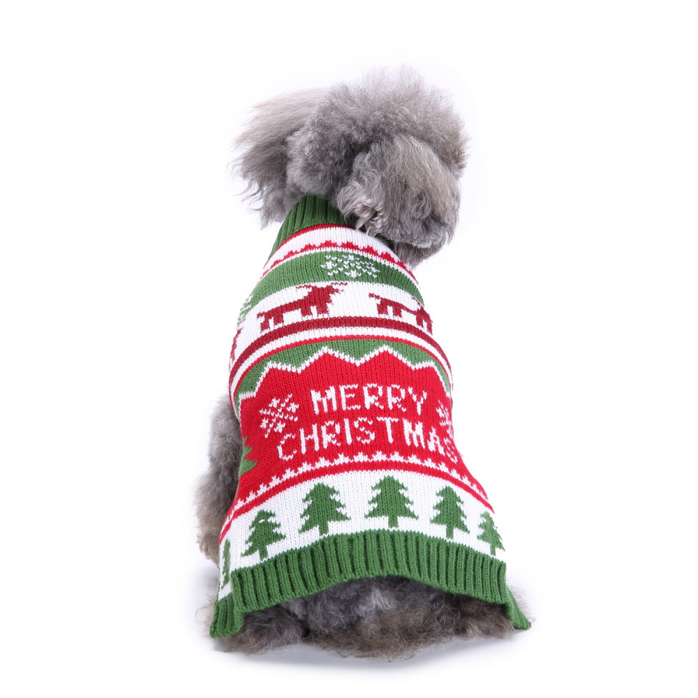 Cross-border pet dog clothes autumn cold-proof Christmas snowflake dog sweater winter warm Christmas sweater