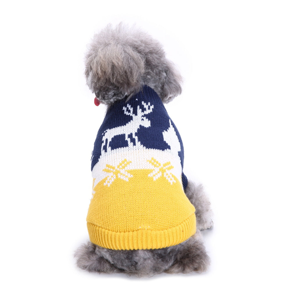 Cross-border pet dog clothes autumn cold-proof Christmas snowflake dog sweater winter warm Christmas sweater