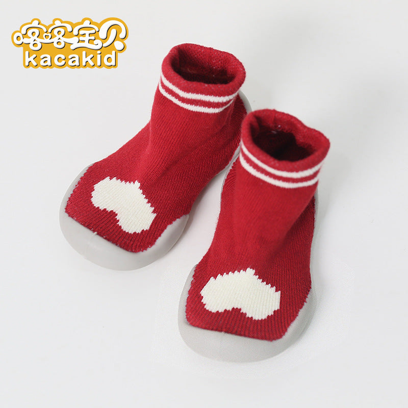 Anti-slip children's indoor shoes, baby floor shoes, outdoor rubber-soled children's shoes, toddler shoes, terry winter shoes and socks