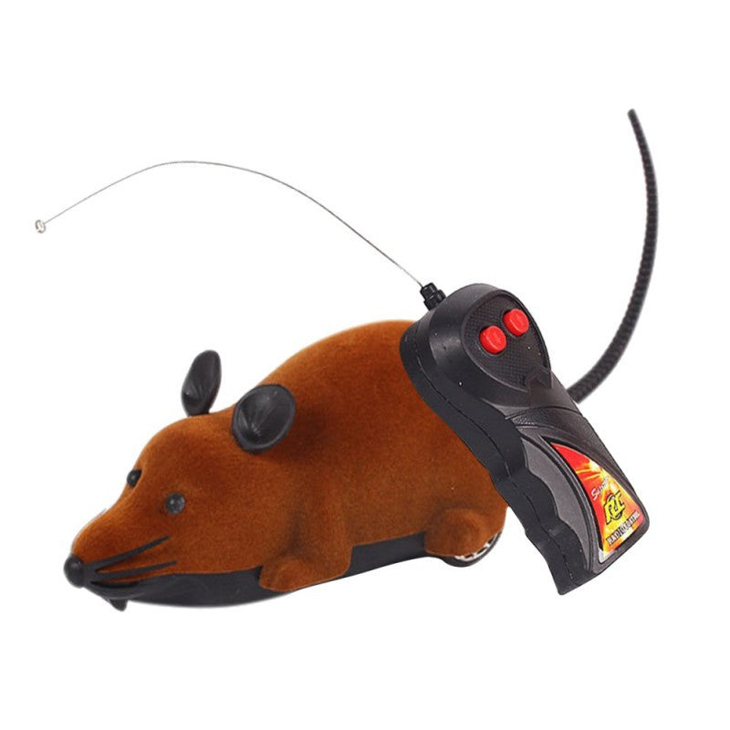 Flocking remote control mouse electric prank animal model children's pet toy to tease dogs and cats interactive products