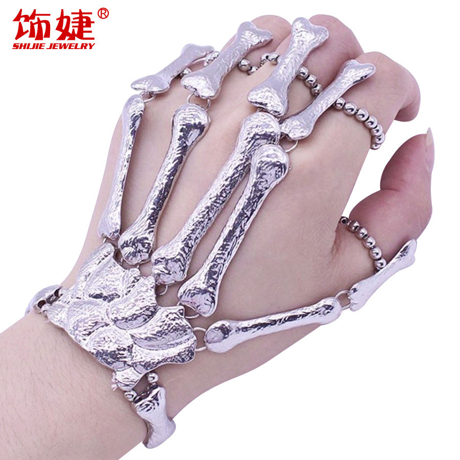 European and American Fashion Creative Skull Skeleton Ghost Claw Linking Finger Bracelet Halloween Ghost Festival Masquerade Funny Linking Bracelet