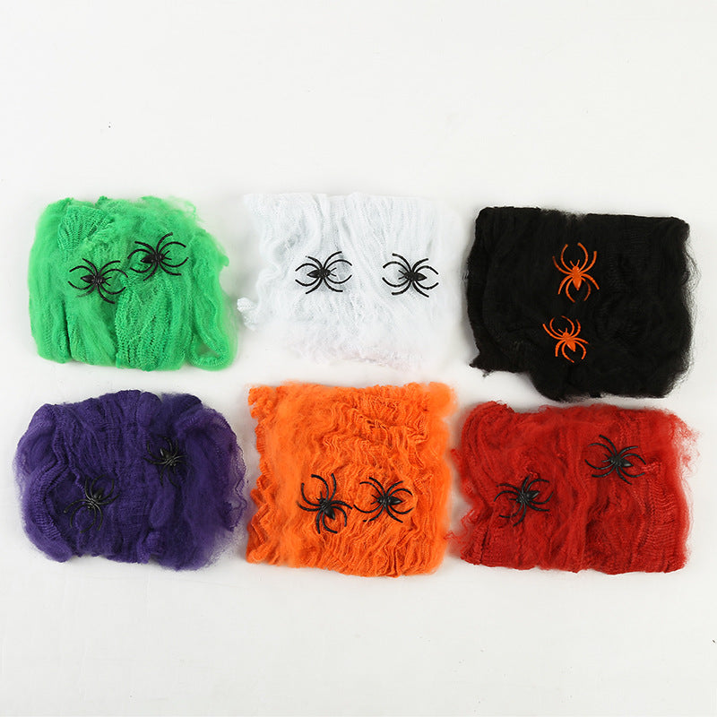 Cross-border Supply Halloween Props Spider Cotton Bar Decoration Spider Web Tricky Toy Simulation Spider Wholesale