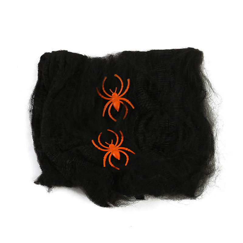 Cross-border Supply Halloween Props Spider Cotton Bar Decoration Spider Web Tricky Toy Simulation Spider Wholesale