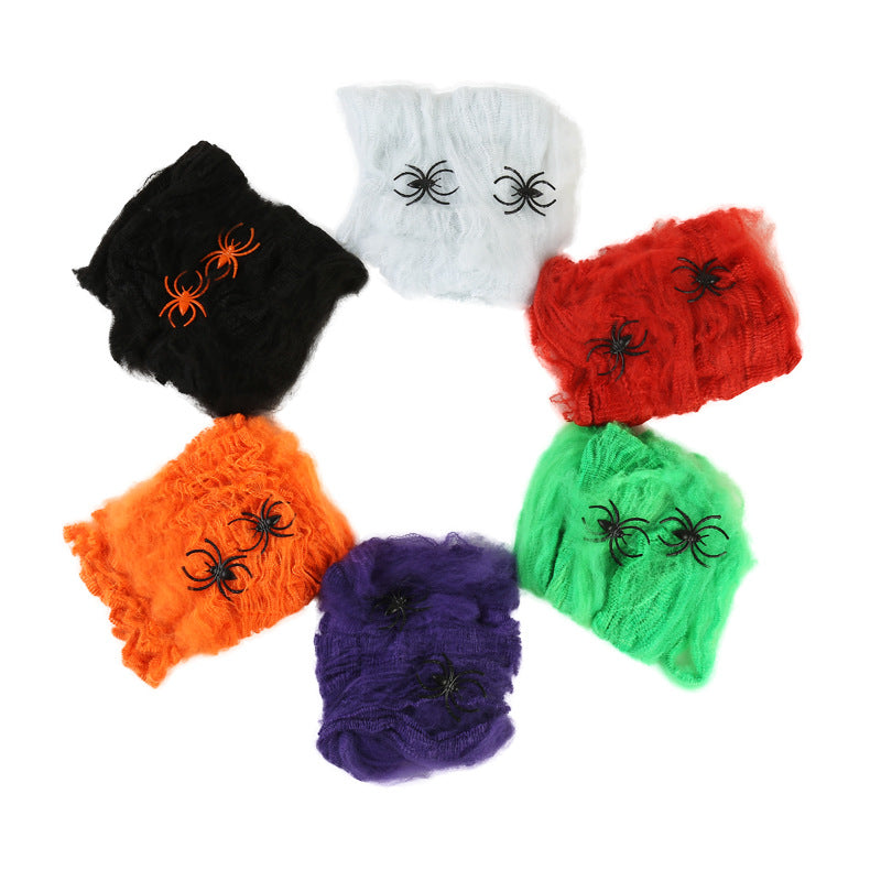 Cross-border Supply Halloween Props Spider Cotton Bar Decoration Spider Web Tricky Toy Simulation Spider Wholesale