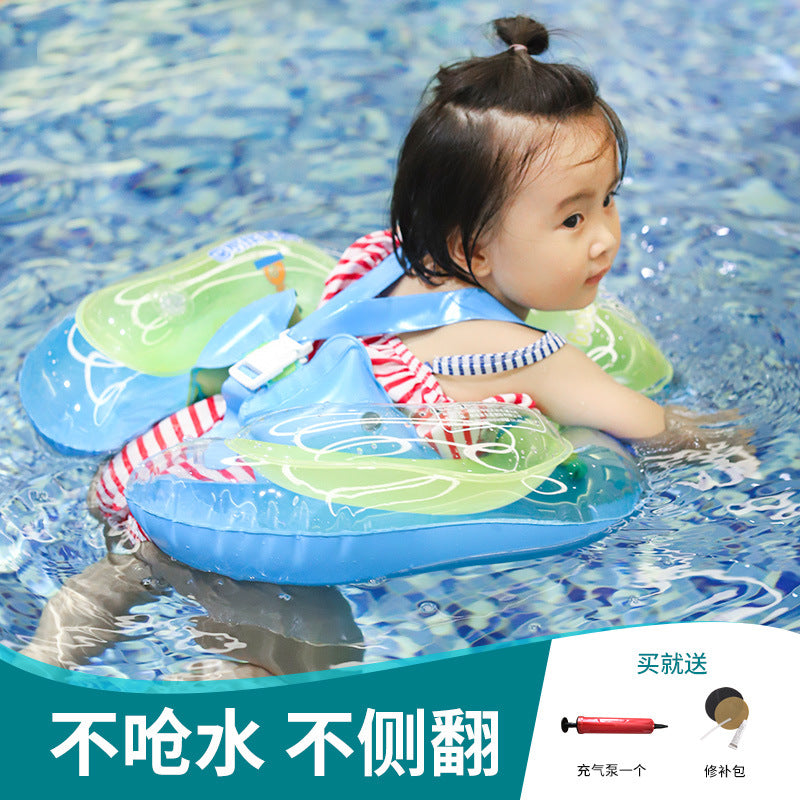 Baby swimming ring swimming pool prone ring double airbag anti-flip anti-choking baby underarm ring children 0-6 years old neck ring