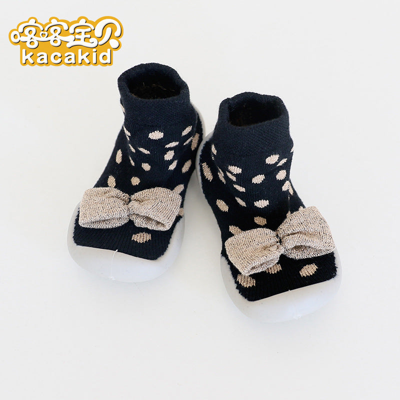 Anti-slip children's indoor shoes, baby floor shoes, outdoor rubber-soled children's shoes, toddler shoes, terry winter shoes and socks