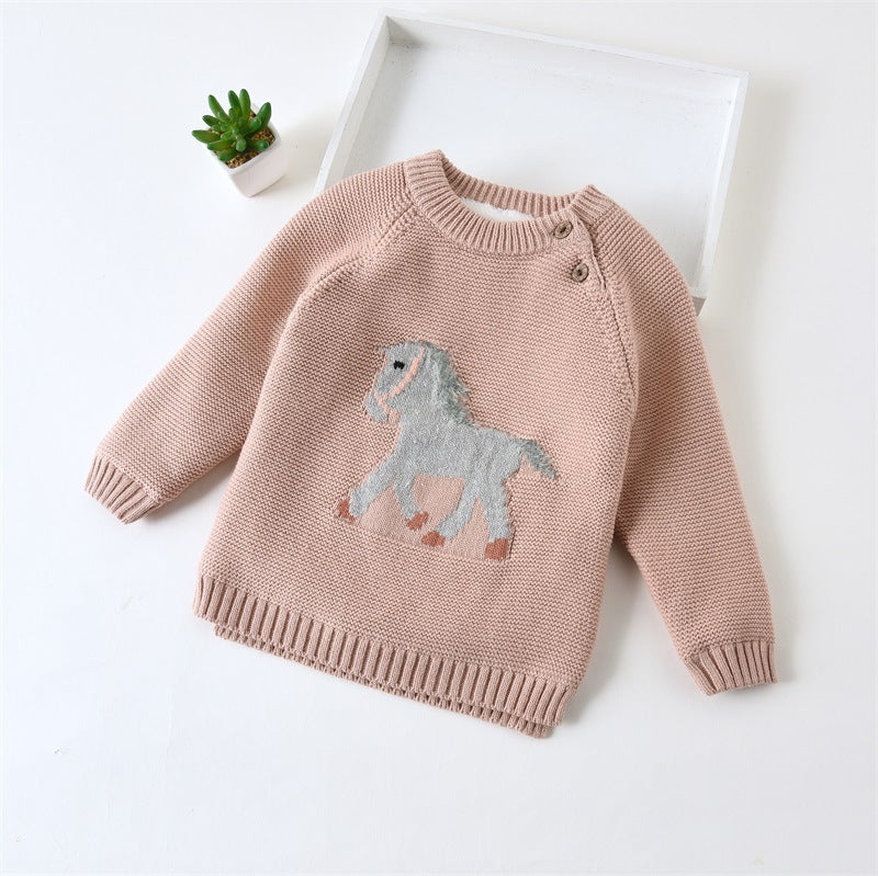 sweater autumn and winter baby plus velvet thick pullover sweater foreign style children's clothing Korean baby coat trendy