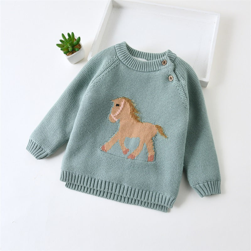 sweater autumn and winter baby plus velvet thick pullover sweater foreign style children's clothing Korean baby coat trendy