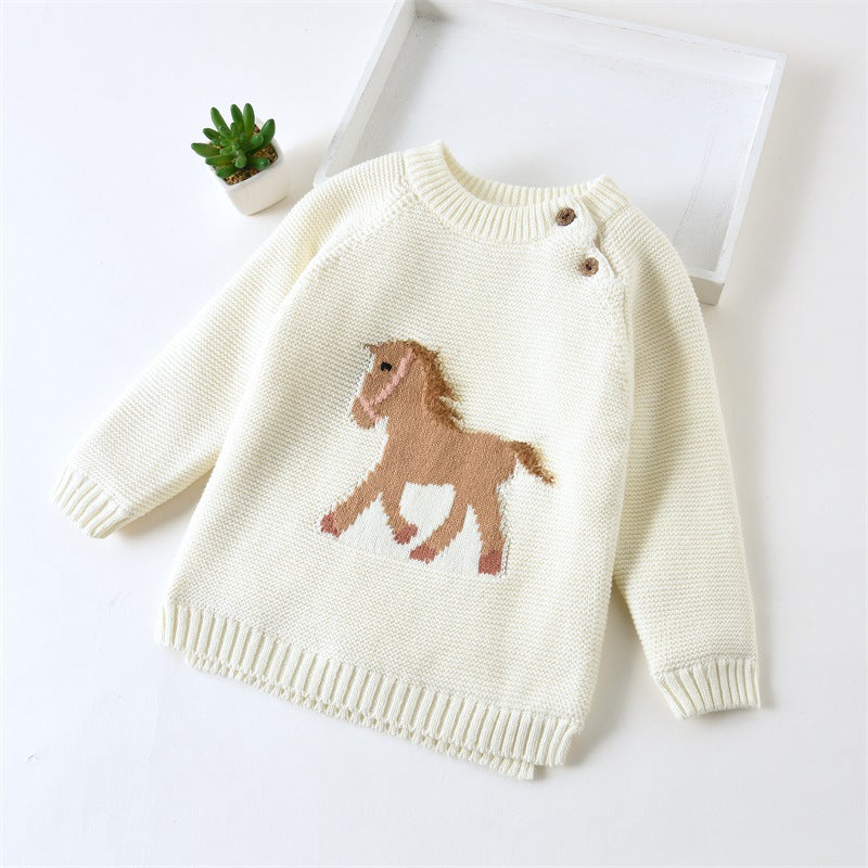 sweater autumn and winter baby plus velvet thick pullover sweater foreign style children's clothing Korean baby coat trendy