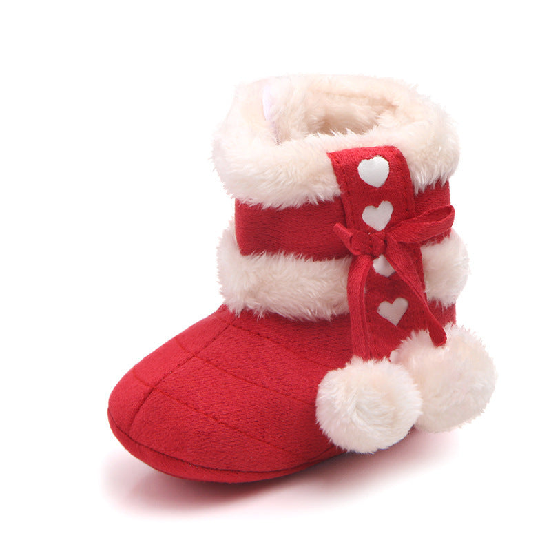 Winter Warm Bow Christmas Boots Baby Toddler Shoes MR0651