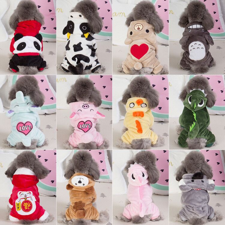 Taobao hot selling dog clothes coral fleece four-legged clothes Teddy autumn and winter thick pet transformation clothes spot wholesale