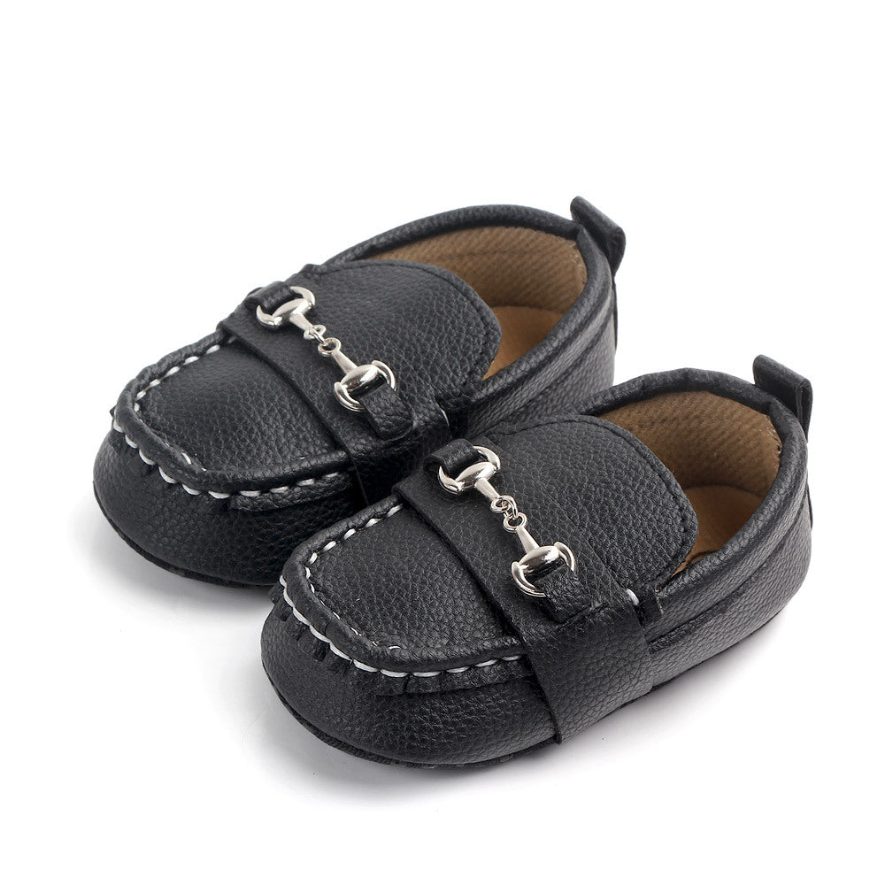 Spring and Autumn models baby iron buckle peas shoes PU baby pre-toddler shoes D2081