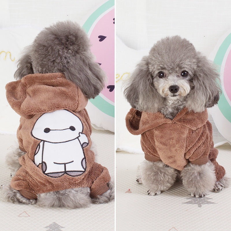 Taobao hot selling dog clothes coral fleece four-legged clothes Teddy autumn and winter thick pet transformation clothes spot wholesale