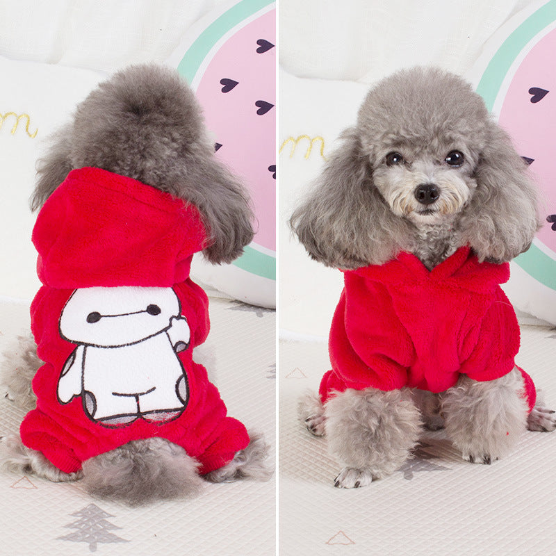 Taobao hot selling dog clothes coral fleece four-legged clothes Teddy autumn and winter thick pet transformation clothes spot wholesale
