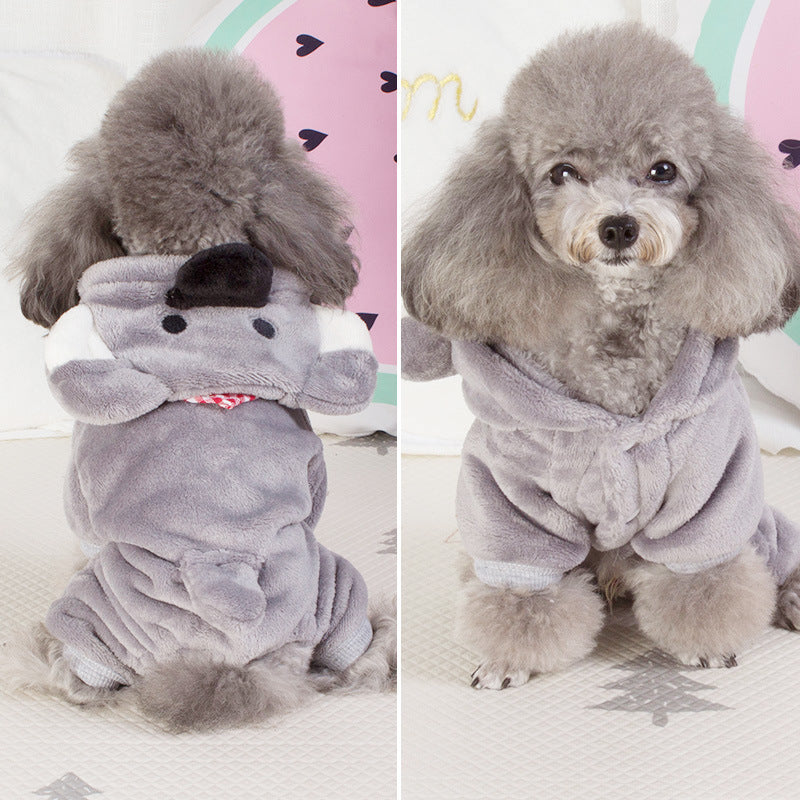 Taobao hot selling dog clothes coral fleece four-legged clothes Teddy autumn and winter thick pet transformation clothes spot wholesale