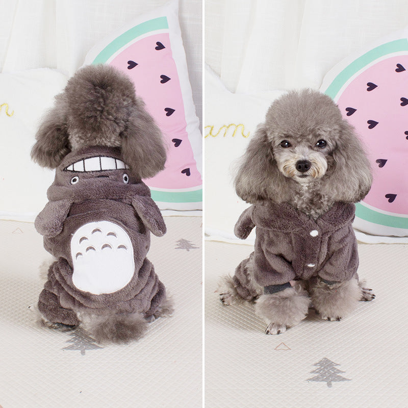 Taobao hot selling dog clothes coral fleece four-legged clothes Teddy autumn and winter thick pet transformation clothes spot wholesale