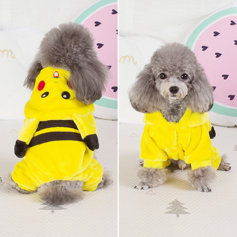 Taobao hot selling dog clothes coral fleece four-legged clothes Teddy autumn and winter thick pet transformation clothes spot wholesale