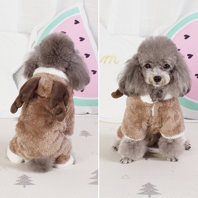 Taobao hot selling dog clothes coral fleece four-legged clothes Teddy autumn and winter thick pet transformation clothes spot wholesale