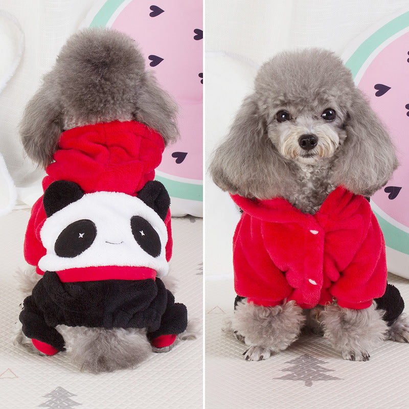 Taobao hot selling dog clothes coral fleece four-legged clothes Teddy autumn and winter thick pet transformation clothes spot wholesale