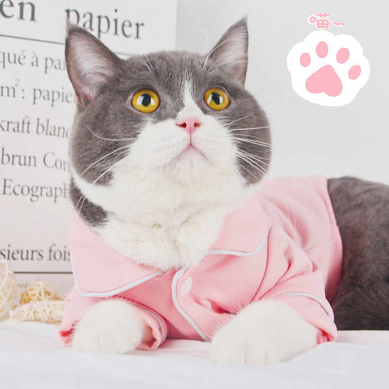 French pajamas pet puppy clothes Teddy VIP Bichon Pomeranian cat clothing two-legged clothing spring and summer clothing