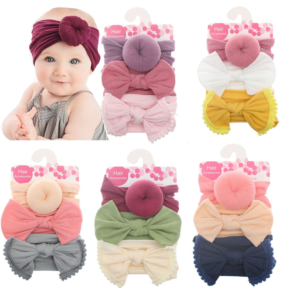 Foreign trade hot selling children's hair band baby ball bow soft elastic nylon headband head ornament baby hair accessories