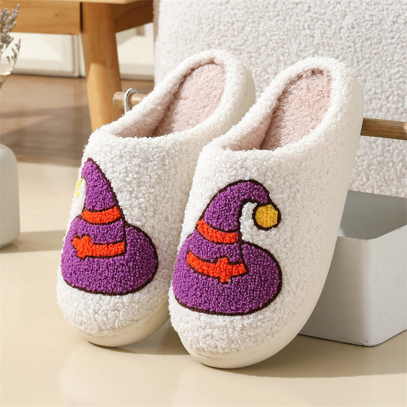 Halloween cross-border mushroom hot sale winter peach heart cotton slippers women wholesale indoor home rainbow plush warm slippers