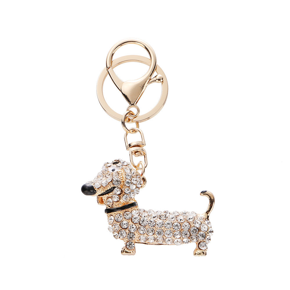 Rhinestone Dachshund Chinese Zodiac Animal Pet Bag Keychain Keychain Bag Pendant Pet Gift Ornaments