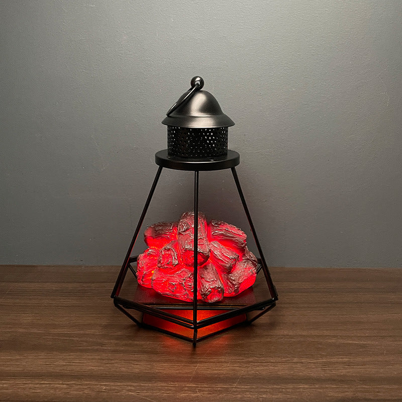 Cross-border European imitation charcoal flame lamp LED decorative lamp iron ornaments Christmas Halloween scene layout props