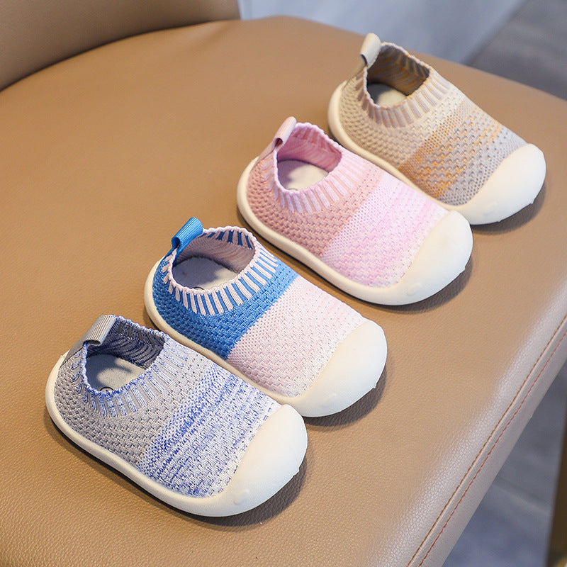 Spring and autumn baby toddler shoes Feiwei boys' shoes non-slip soft sole toddler shoes 1-3 years old girls' knitted shoes 2