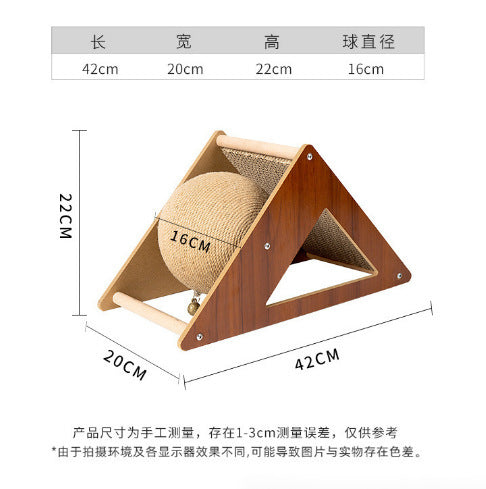 Cat scratching board cat toy wooden cat scratching ball rabbit claw sharpening hemp rope cat climbing frame durable cat scratching post pet supplies