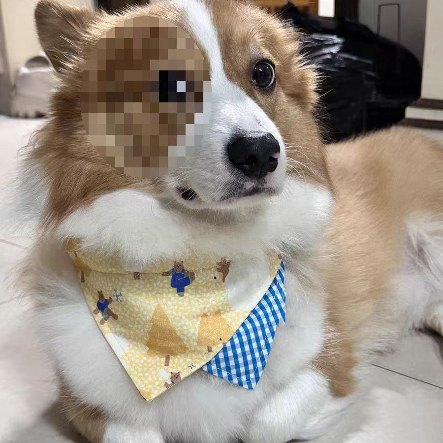 New pet bib adjustable double-sided dog triangular bandana bib pet clothes accessories bib
