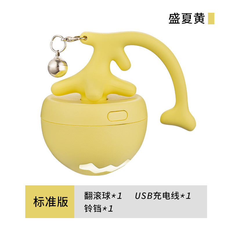 Pet cat toy fish bone rolling ball USB electric cat ball self-entertainment cat stick with replaceable feathers
