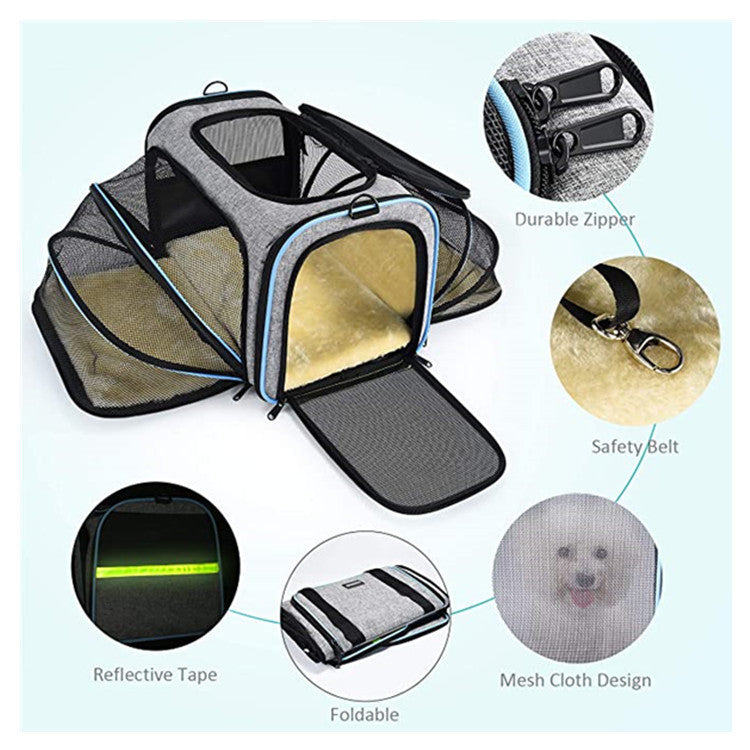 Cross-border breathable cat and dog shoulder bag double expansion large capacity pet bag travel portable breathable crossbody cat bag