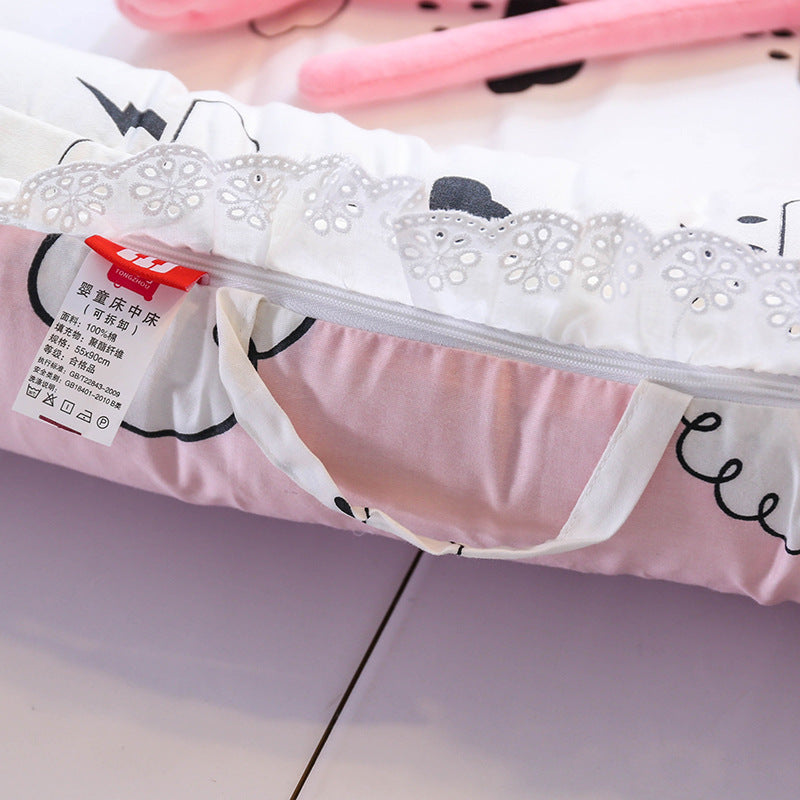 Cotton baby bed breathable foldable washable portable medium bed bionic baby nest baby pillow travel baby bed
