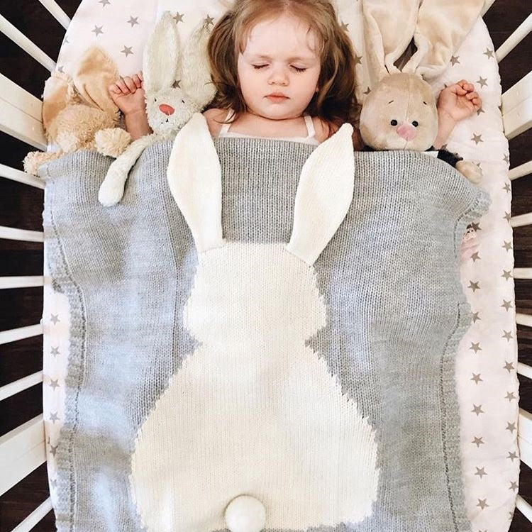 Amazon iNS style rabbit ears blanket three-dimensional rabbit blanket children's knitted cover blanket baby baby blanket