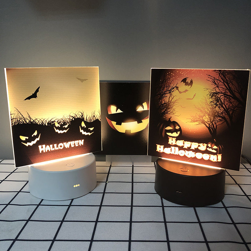 Cross-border European and American Halloween creative products pumpkin bat pattern night light scene layout props night decoration
