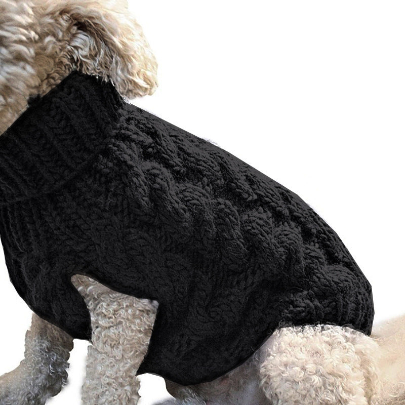 Dog cute pet sweater fashionable autumn and winter new pet clothes solid color twisted knitted warm clothing comfortable
