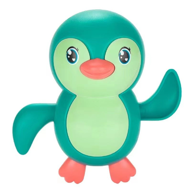 Douyin hot selling children's bathroom water swimming little penguin crab chain cool swim baby bath water toys