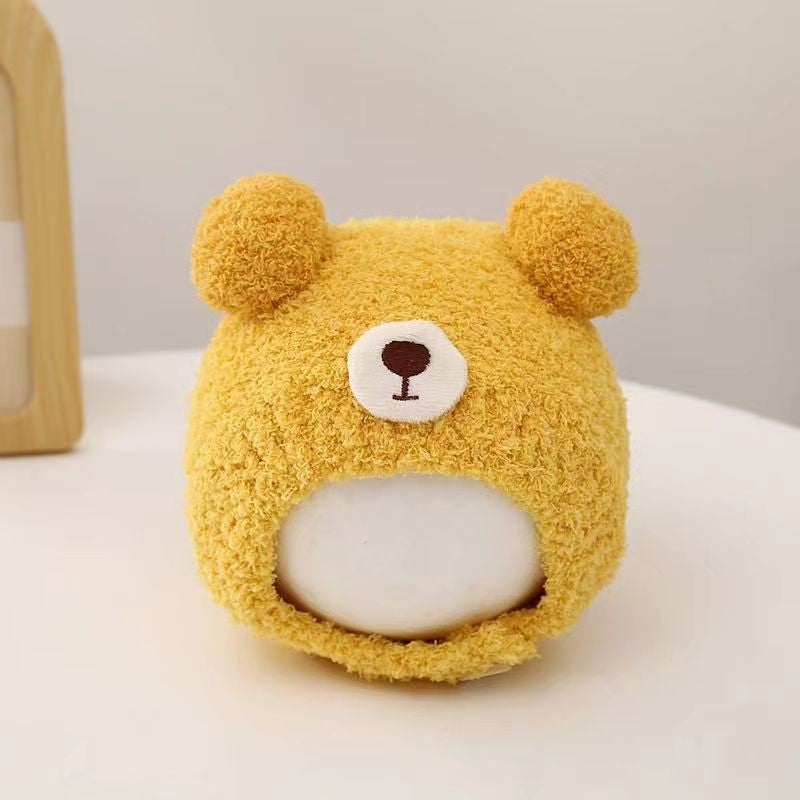 Baby hat autumn and winter newborn infant ear protection hat pure cotton cute warm boys and girls baby knitted plush hat