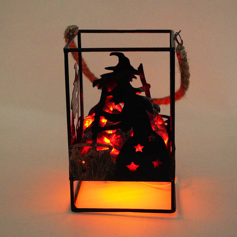 Cross-border European imitation charcoal flame lamp LED decorative lamp iron ornaments Christmas Halloween scene layout props