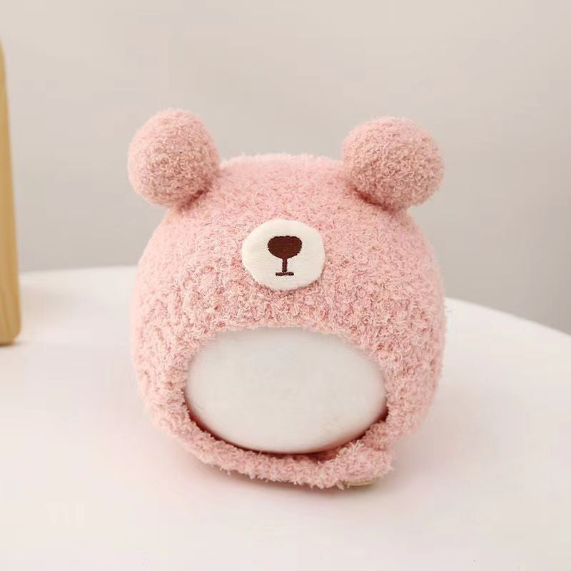 Baby hat autumn and winter newborn infant ear protection hat pure cotton cute warm boys and girls baby knitted plush hat