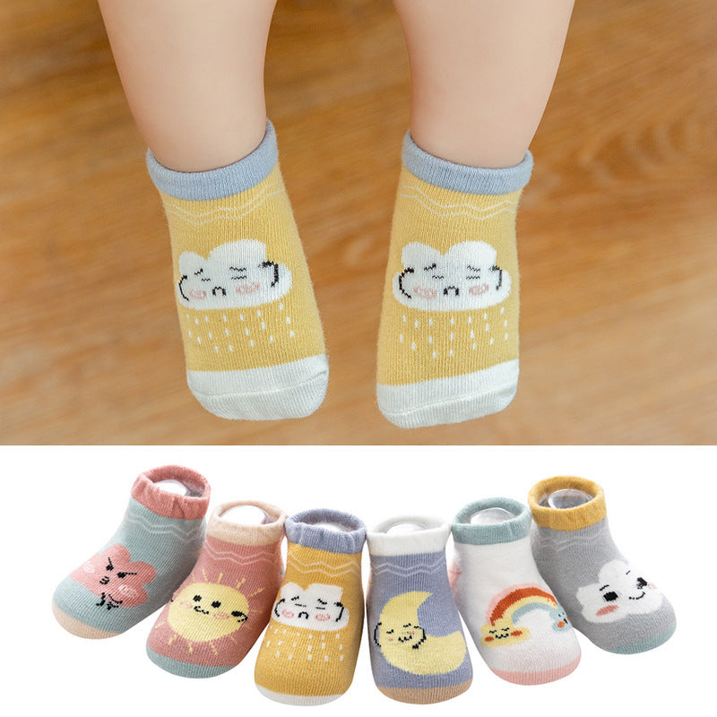 Amazon weather boat socks popular shallow low-top dotted baby socks infants and young children trampoline floor socks loose