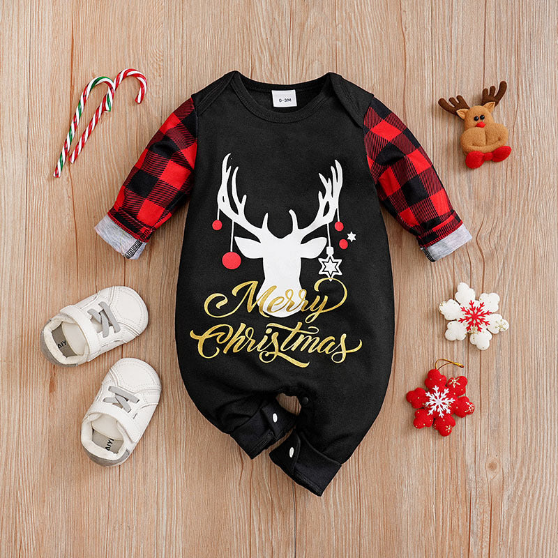Autumn and winter Christmas baby jumpsuit baby clothes long-sleeved newborn crawling clothes baby Christmas clothing cross-border