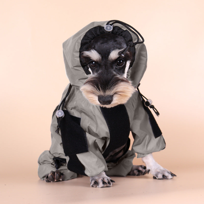 New pet reflective full-cover four-legged large dog raincoat dog trendy brand raincoat can stick armband clothes