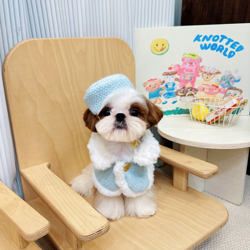 Dog Clothes Pet Autumn and Winter French Bulldog Schnauzer Bichon Maltese Shih Tzu Small Dog Small Chanel Style Cloak