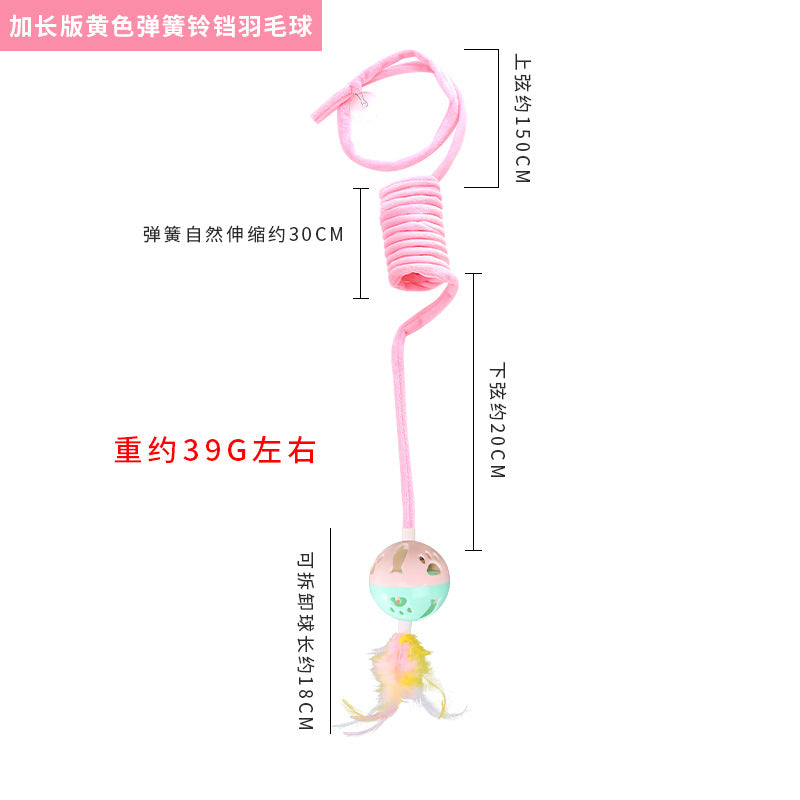 Pet supplies factory direct sales self-hi suction cup spring rabbit hair ball cat toy retractable hanging swing cat toy